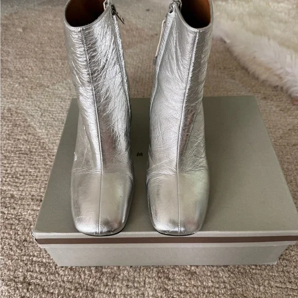 Marni Silver Leather Ankle Boots Mod style size 10  / 40 European - Picture 4 of 16